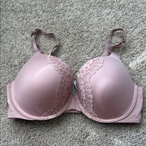 Victoria's Secret Dusty Pink Lace-Trim T-Shirt Bra
